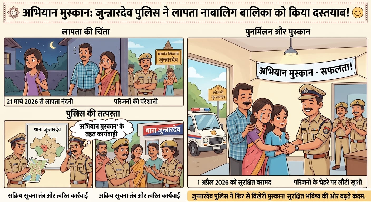 पुलिस ने 10 दिन से लापता नाबालिग बालिका को किया दस्तयाब.