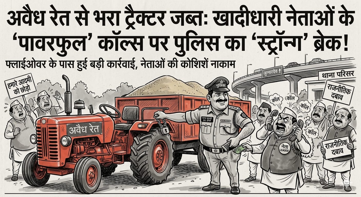 पुलिस की मुस्तैदी: जुन्नारदेव में अवैध रेत का ट्रैक्टर जब्त