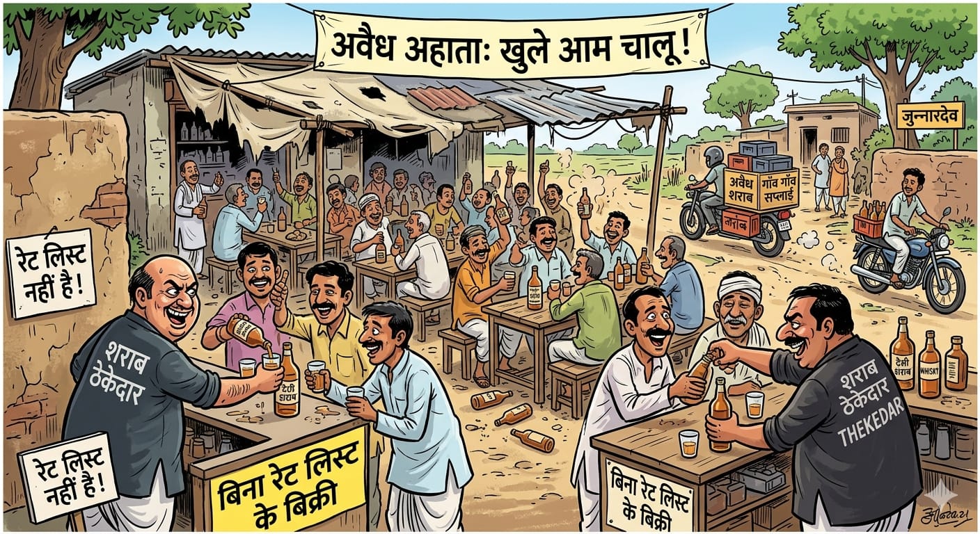 आबकारी नियमों की उड़ी धज्जियां: गांव-गांव परोसी जा रही अवैध शराब