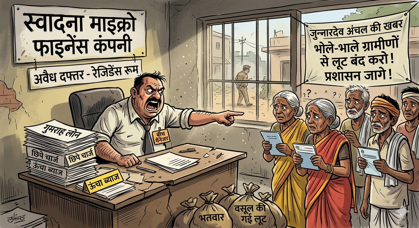 माइक्रो फाइनेंस कंपनी की मनमानी: रेजिडेंस रूम से चल रहा खेल, आदिवासी ग्रामीणों से बदसलूकी का आरोप